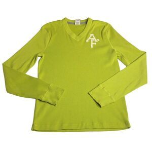 Vintage Abercrombie Sweater Mens Small Green Ribbed Pullover VNeck AF Y2k Preppy